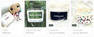 A few themed candles on sale in Wickerie's website