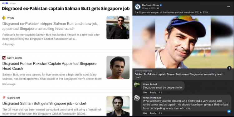 The differences between how Straits Times and International media reported on Singapore’s new cricket coach