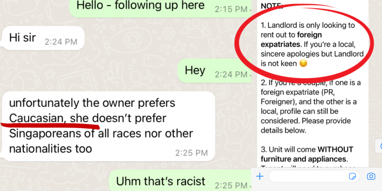 “Only looking to rent to foreign expats” – Singaporeans lodge complaints against discriminatory property listings