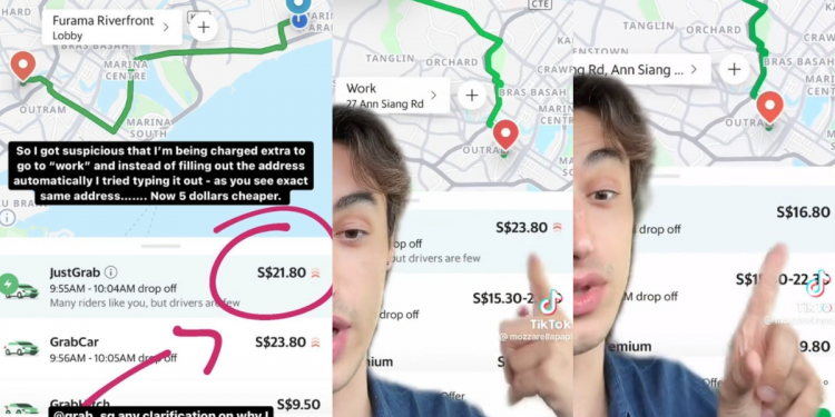 TikTokers discover puzzling price differences in Grab between saved & manually typed locations