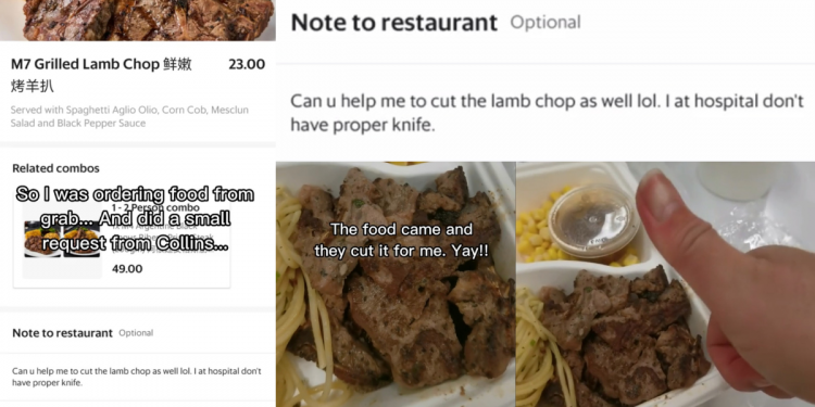 COLLIN’S at Lorong 25A Geylang praised for cutting up lamb chop for hospitalised TikToker
