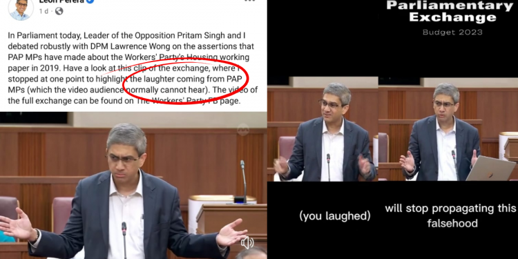 WATCH: PAP MPs laugh in Parliament as WP’s Leon Perera urges the PAP to stop ‘propagating falsehoods’ on WP’s position